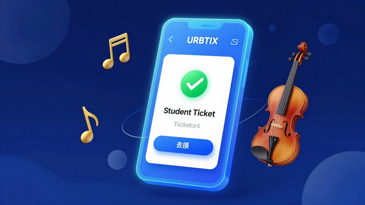象徵通過URBTIX系統購買學生票的數位藝術概念圖